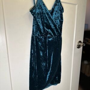 Midnight Blue Velvet Wrap Dress